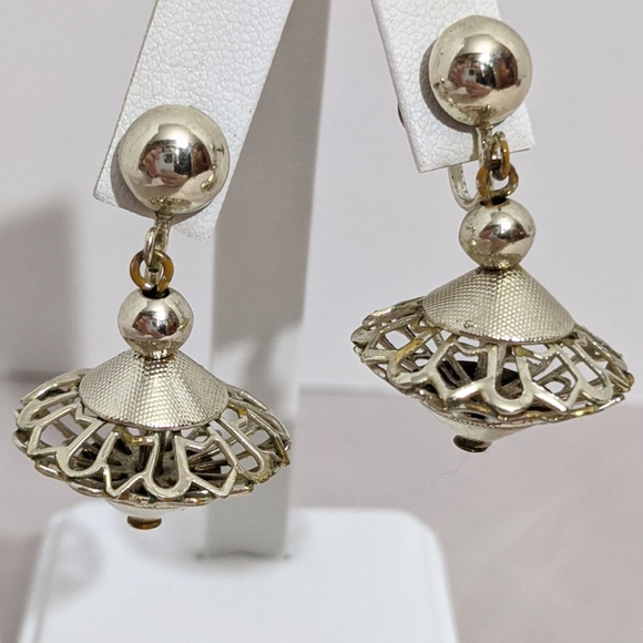 Vintage Jewelry - Vintage Mid Century Unique Gold Dangle Earrings